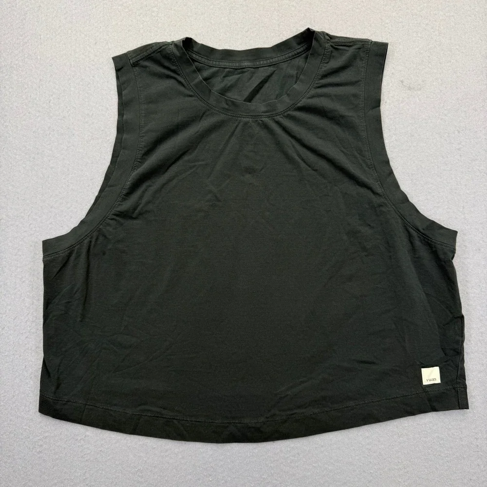 Vuori Womens VW1119 Black Relaxed Cropped Muscle Tank Top Sleeveless Large